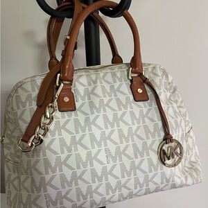 Michael Kors Cream and Tan Satchel